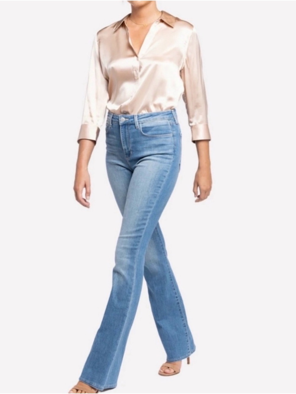 L'AGENCE Selma Sleek Baby Bootcut Light Blue Denim Jeans Size 24 NWT